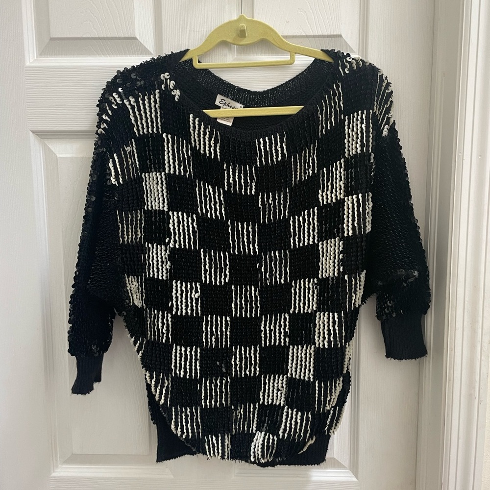 Vintage sequin checker board sweater from the 80s